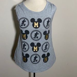 Disney Mickey Mouse sleeveless shirt tank top Sz M embossed crest ear medallion
